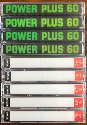 NINE C90 Audio cassette Tapes (MAXELL UR C90 & POWER PLUS 60 ) See