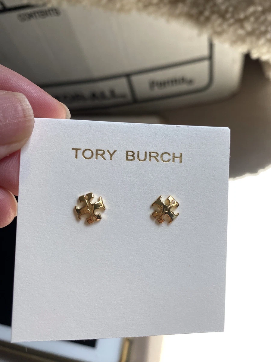 Tory burch hexagon on sale logo stud earrings