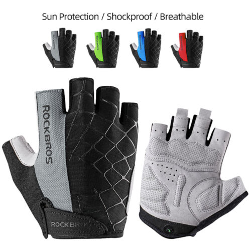 ROCKBROS Cycling Bike Gloves Half Finger Shockproof MTB Mountain Bicycle Gloves - Picture 7 of 13