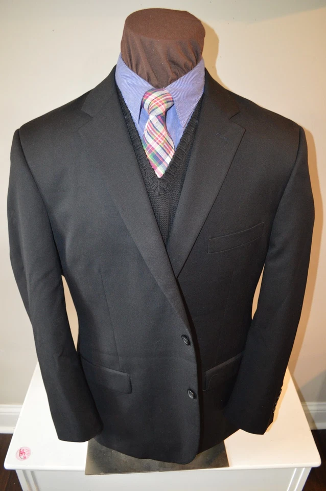 Pronto Uomo Hombre 2 BTN Negro Sólido 100% Lana Abrigo Deportivo Chaqueta Blazer Talla 46Long Foto 2 de 4