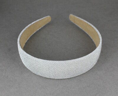 silver sparkly glittery fabric covered 1 1/8'' wide headband hair band accessory