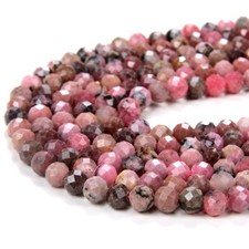 5MM Rhodonite Gemstone Grd AA Micro Faceted Round 15.5 inch 80009128-P14 