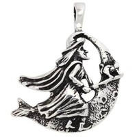 Hexe Schmuck Mond AnhäNger 925 Silber Amulett