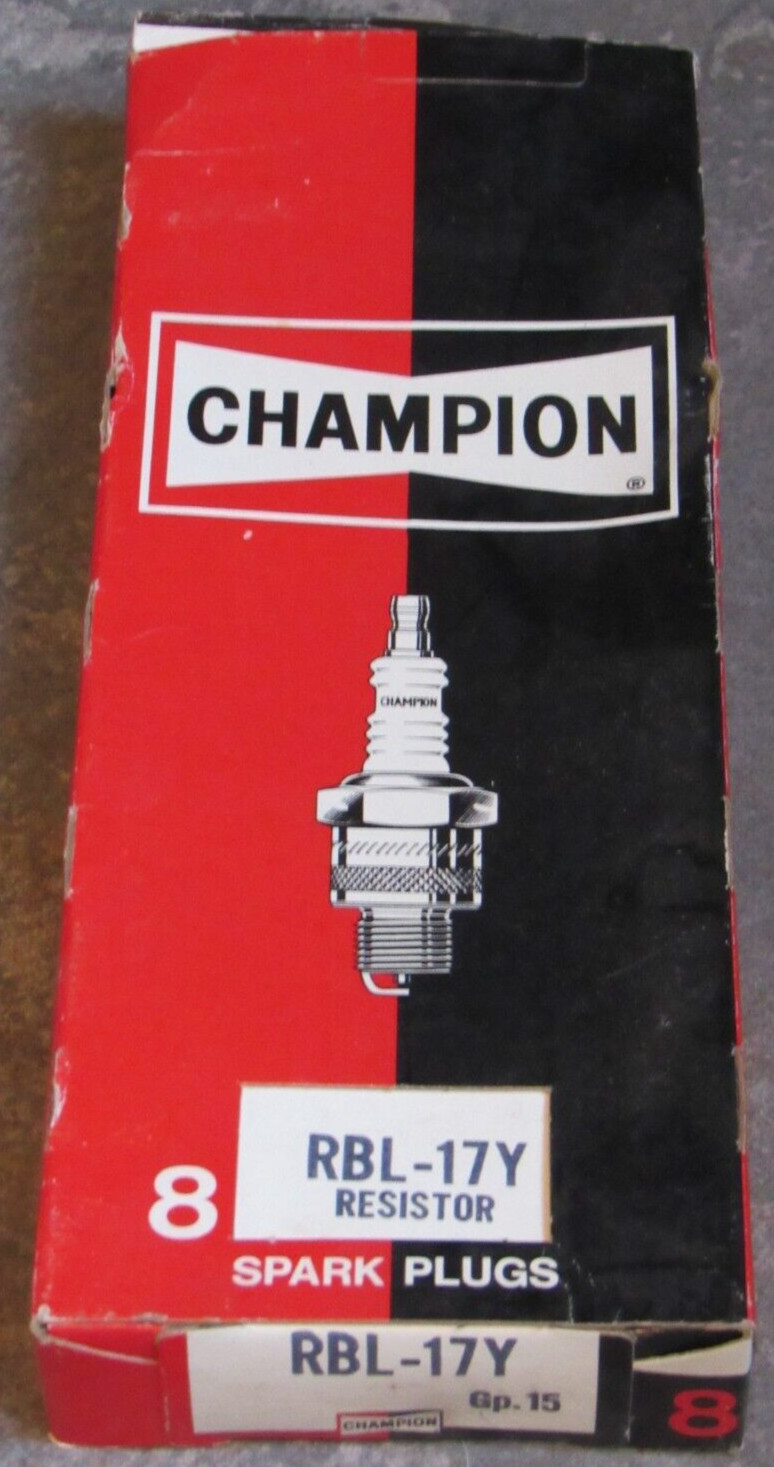 Box of 8 NOS Champion Spark Plug RBL-17Y resistor