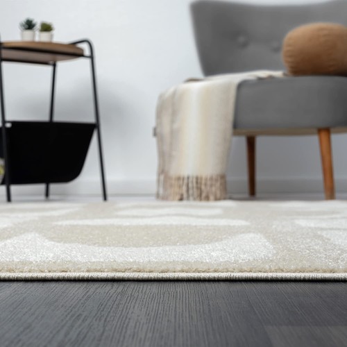 Abani Nuevo Collection Area Rug - Modern Geometric Beige/Cream Design - 5'3" ... - Picture 9 of 9