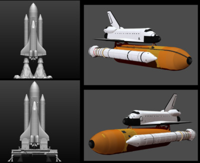 Space Shuttle FILE STL for all 3D printer 2 version platform take_off phase lamp