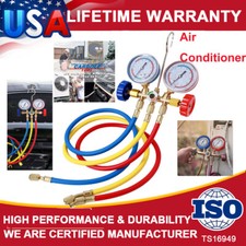 Air Vacuum Pump Hvac Pressure Kit Ac Manifold Gauge Set 0-220psi Refrigerantion
