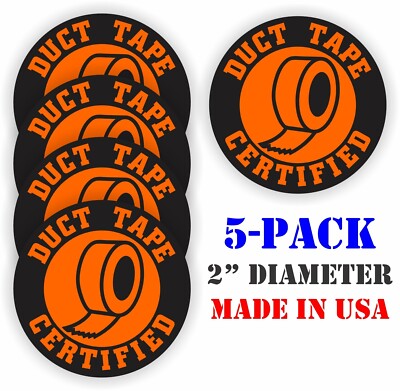 5-pack DUCT TAPE CERTIFIED Funny Hard Hat Helmet Stickers Construction Laborer