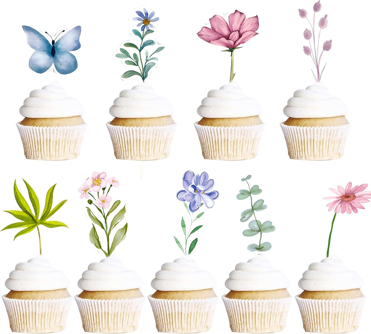 Baby Shower Decorations 48 Pcs Wildflower Party Cupcake Toppers - Floral  Birthday Flower Balloons, image size:1200x1082