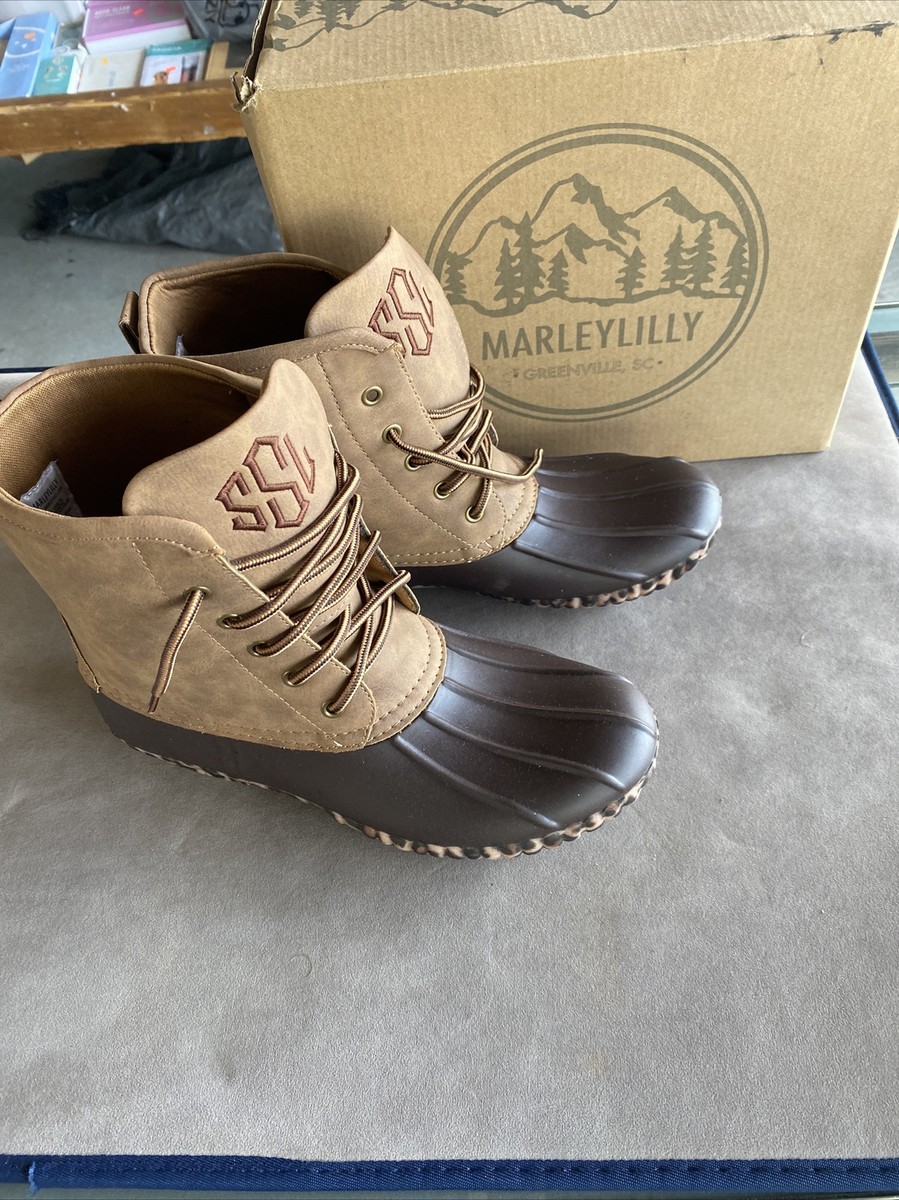 Marley Lilly Duck Boots Leopard Print MarleyLilly Monogrammed EM