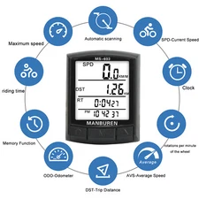 Wire/Wireless Bike Computer Speedometer Bicycle Odometer LCD Screen Waterproof