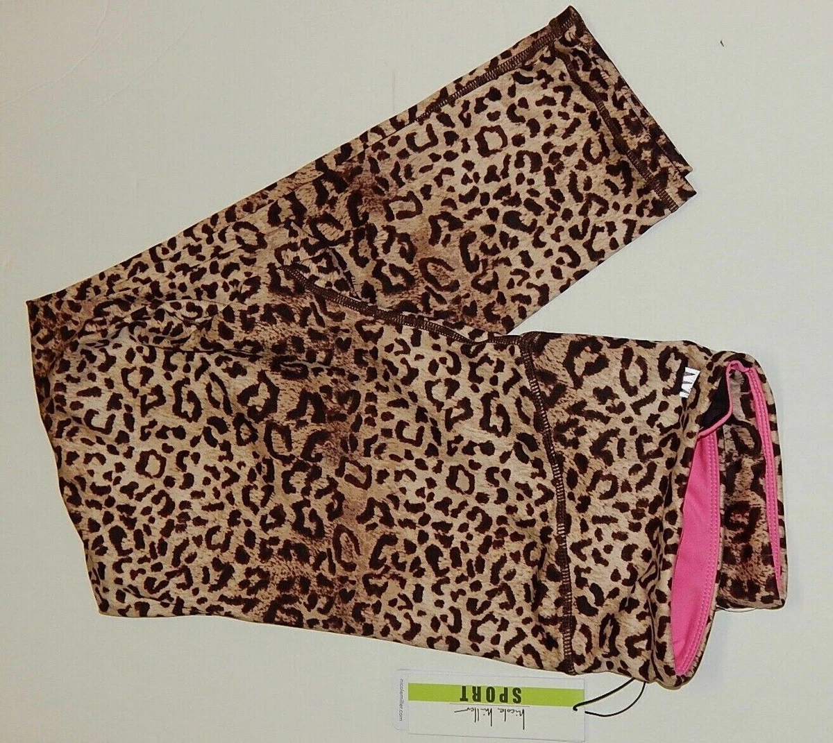 NICOLE MILLER ANKLE LENGTH CELL POCKET LEOPARD LEGGINGS sz S AUTHENTIC NEW