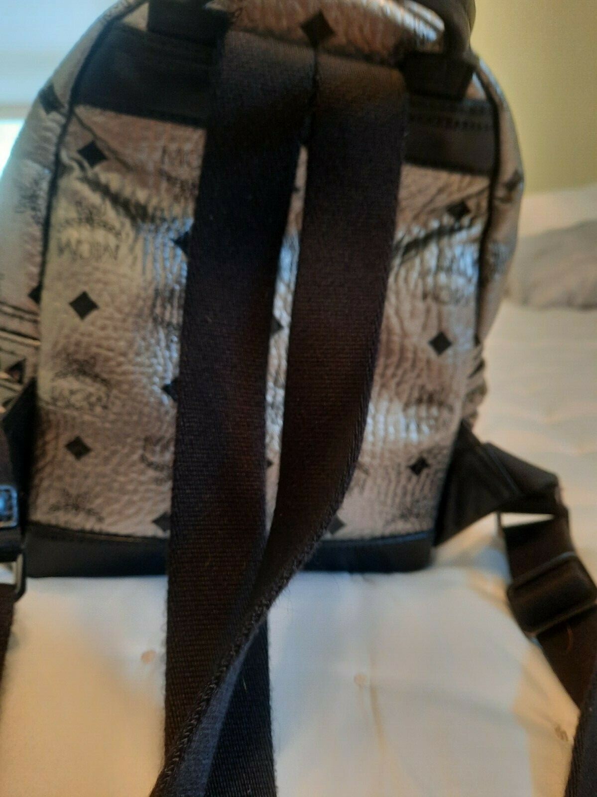 AUTHENTIC MCM SMALL SILVER/BLACK BACKPACK - image 5