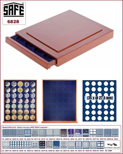 CASSAFORTE 6828 scatola in legno NOVA Squisite 35 posti tondo 27,5 mm inserto in velluto blu - Foto 1 di 8