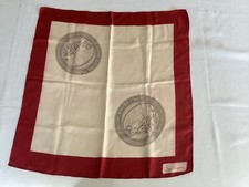 Vintage JEAN CASANAVE Designer SILK Scarf Italy      Astrology Aries Red Ram