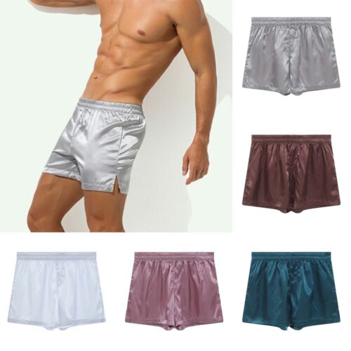 Men's Beach Satin Pajamas Bottoms Boxer Briefs Stylish Comfort for Sleepwear - Photo 1/31
