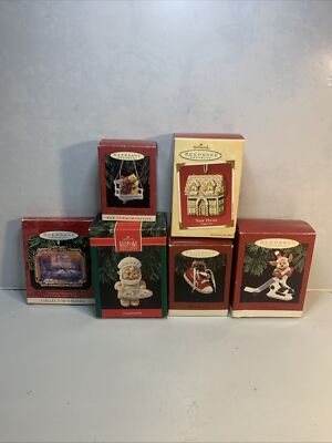 Lot Of 6 Hallmark Christmas Ornaments Series  Cat Dog Elf Couple New Home w/ box