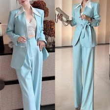 Dressy Women's Suit Belted Business Casual Fashion Wedding Party Pantsuits
