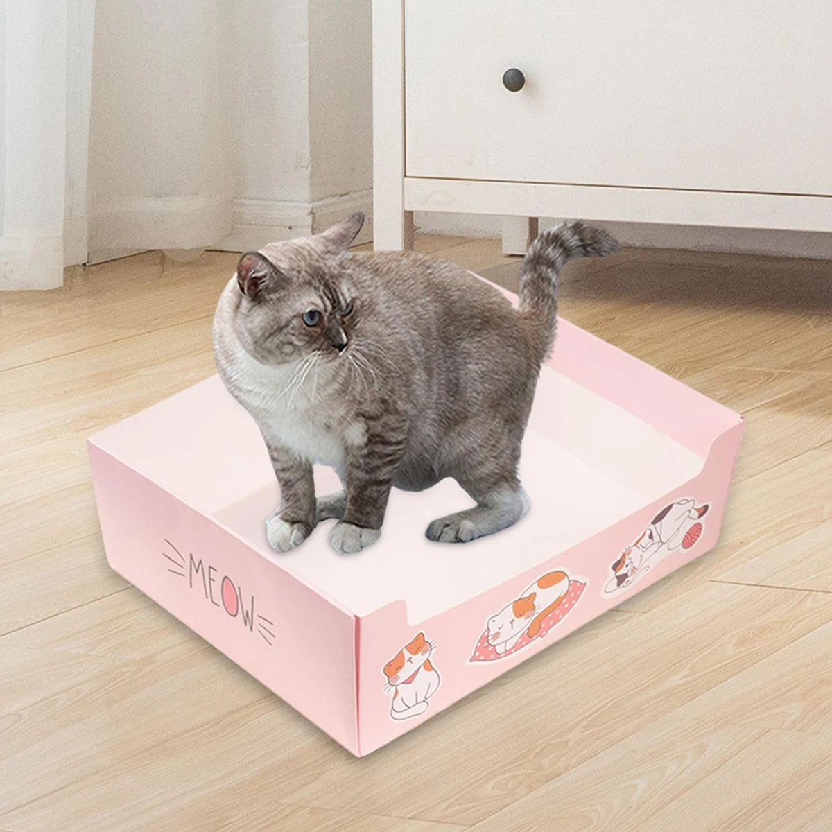 Disposable Cat Litter Box Open Top Pet Cat Litter Tray for Indoor Cats Bunny