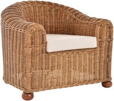 Clubsessel Natur Rattan Sessel Loungesessel Club Wohnzimmersessel (Braun)
