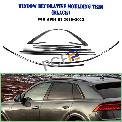 Gloss Black Stainless Car Window Strip Trim 10Pcs Fit For 2019-2023 Audi Q8 - Foto 11 di 11