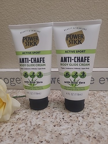 2pk POWER STICK ACTIVE SPORT ANTI-CHAFE BODY GLIDE ANYWHERE DEODORANT CREAM 4oz