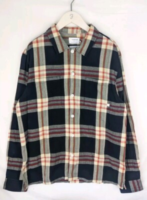 Farah Organic Cotton Check Overshirt - Navy - Größe M - UVP 85£