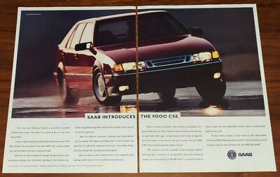 SAAB 9000 CSE PRINT AD MAGAZINE ADVERTISEMENT INTRO EMBRACE SERPENTINE ROADWAYS