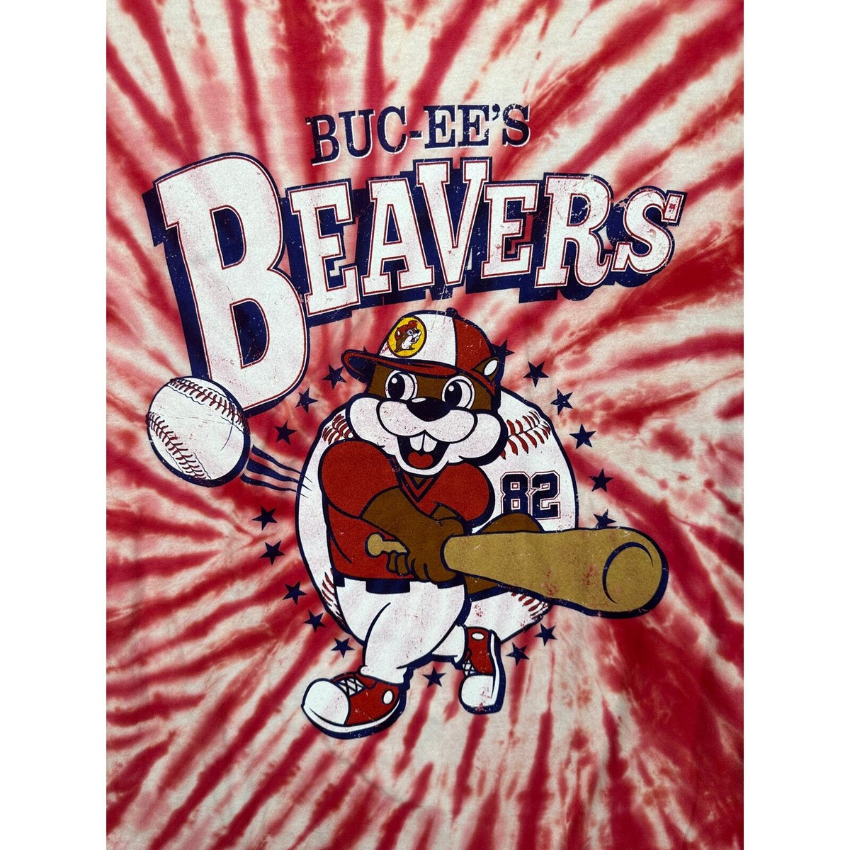 Buc-ees Shirt Unisex Small Red Tie-Dye Graphic Beavers Baseball
