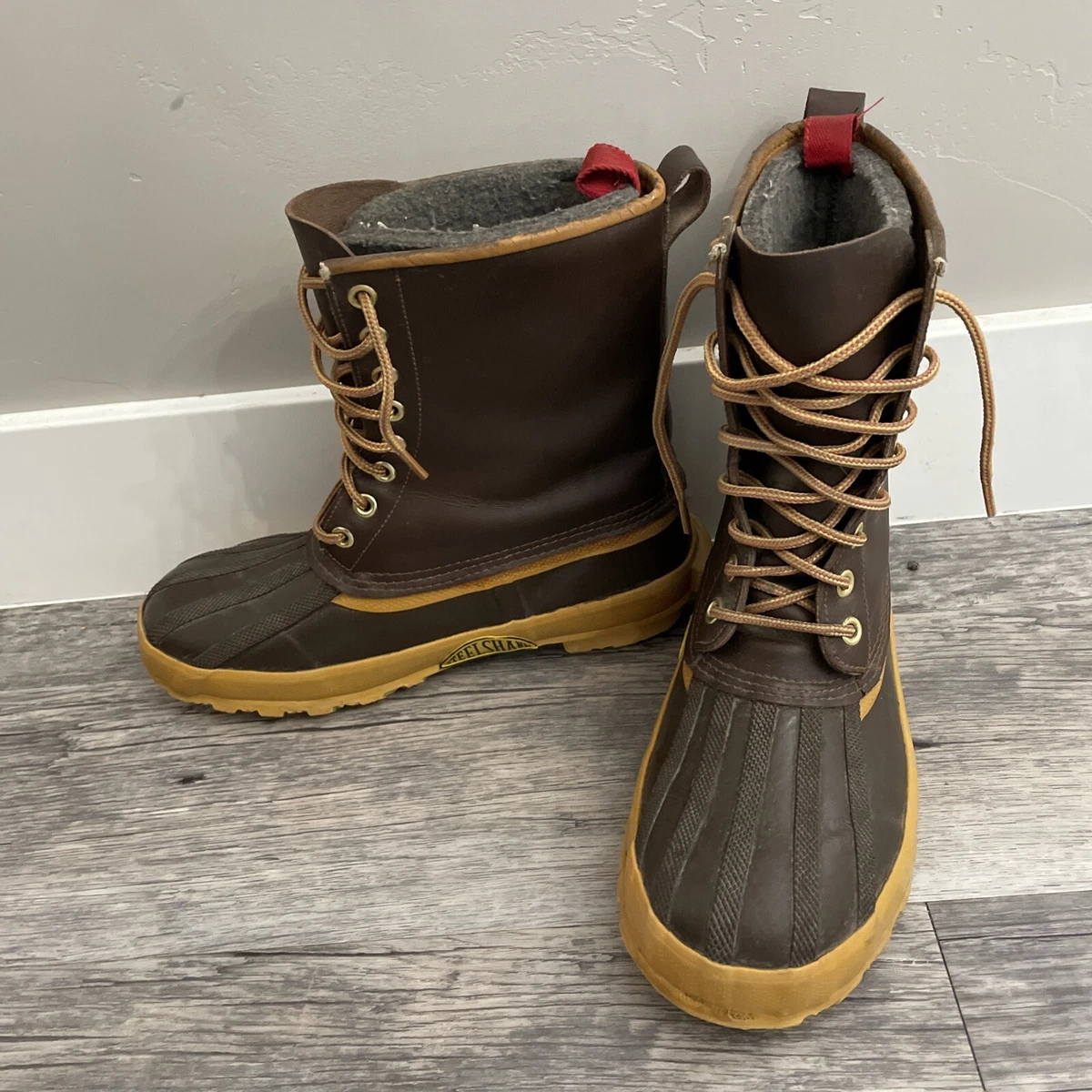 Mens wool lined store leather boots