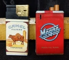 2x Vintage Novelty lighters, Magna Cigarette shaped and another, Tobacciana