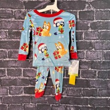 Bluey 2T Bluey Bingo 2-pc PJ Pajama Bluey Bingo Santa Hat Presents