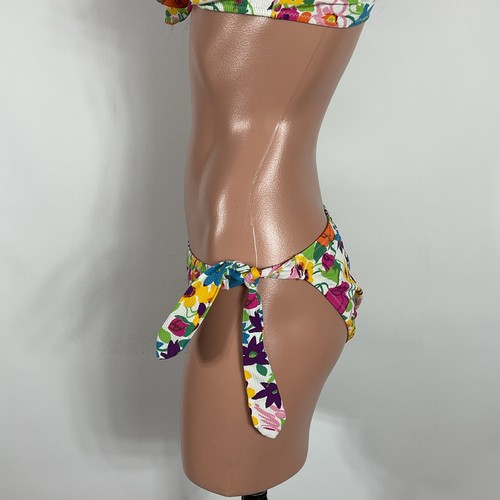J Crew floral Tie Side 2pc Bikini Top & Bottoms SMALL adjustable white Textured - Picture 8 of 11