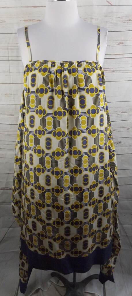 Ted Baker Sash Dress Size 3 Medium Navy Blue Yellow G Gem