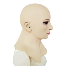 Hot Latex Silicone Mask Realistic Female Woman Face Cover Crossdress Headgear US