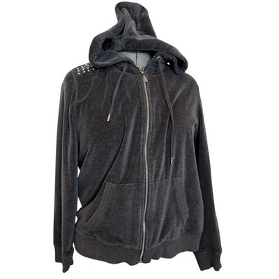 Michael Michael Kors Gray Hoodie Sz 1X Stone Embedded PTP 25'' In Cotton Poly