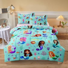 Kids Twin Comforter Set with Sheets for Girls 5-Piece Complete Set Easy-Wash ...