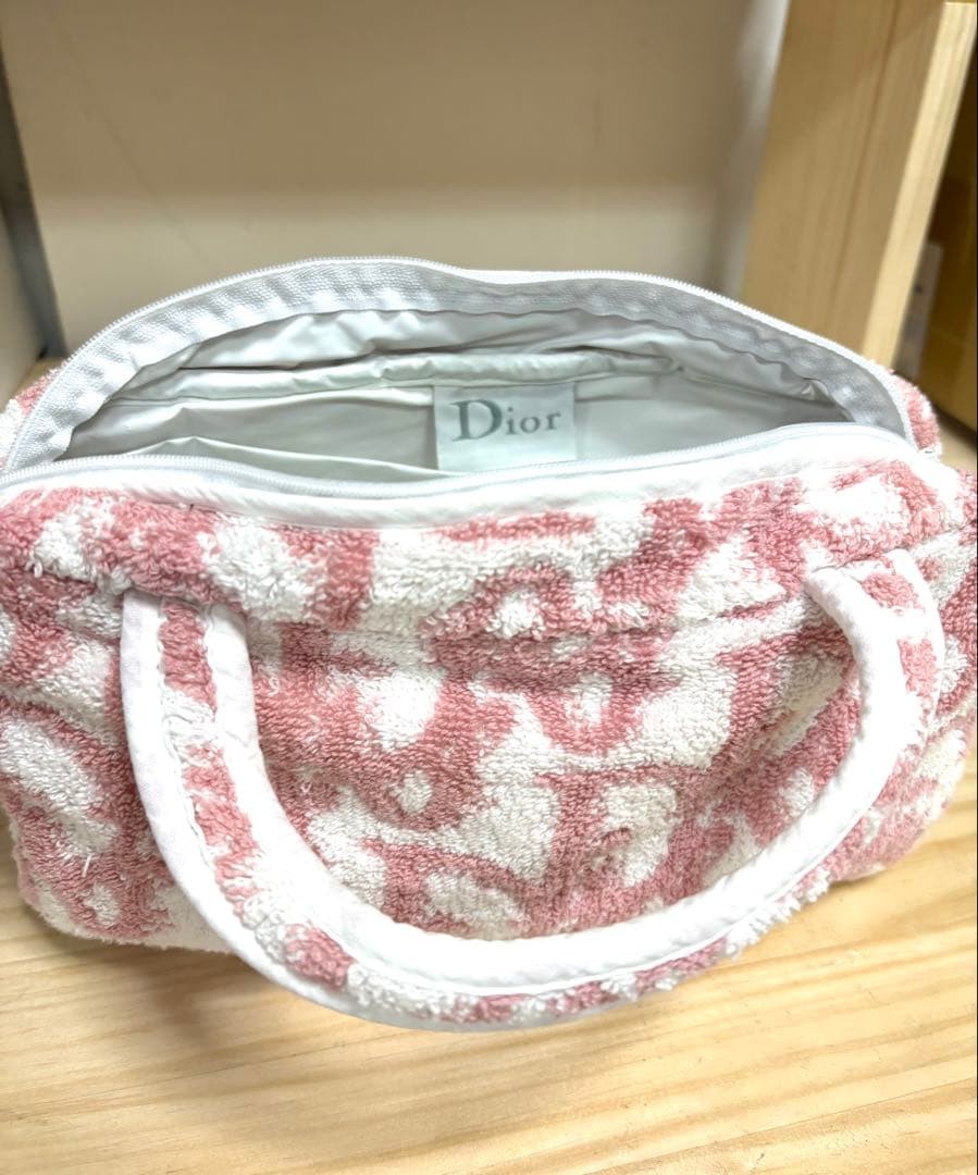 Christian Dior Handbag Terry Cloth Pink White Trotter Pocket Women's Authentic thumbnail 3
