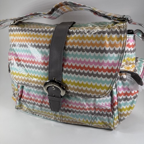 Kalencom Buckle Retro Boho Diaper Bag Multicolor Zigzag Stripes Water Proof EUC - Picture 1 of 17