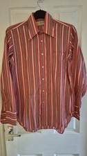 Austin Reed Men’s Red Striped 14.5" collar Cotton Shirt, Vintage, 70s,80s, vgc