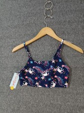 Cat  Jack Unicorn Swimsuit Top Blue Stars Spaghetti Strap Swim L 10-12