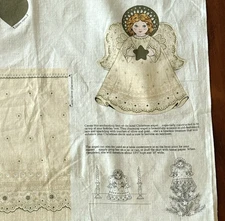 Vtg Cranston Cut & Sew Fabric Panel Victorian Angel Tree Topper Angel Decoration