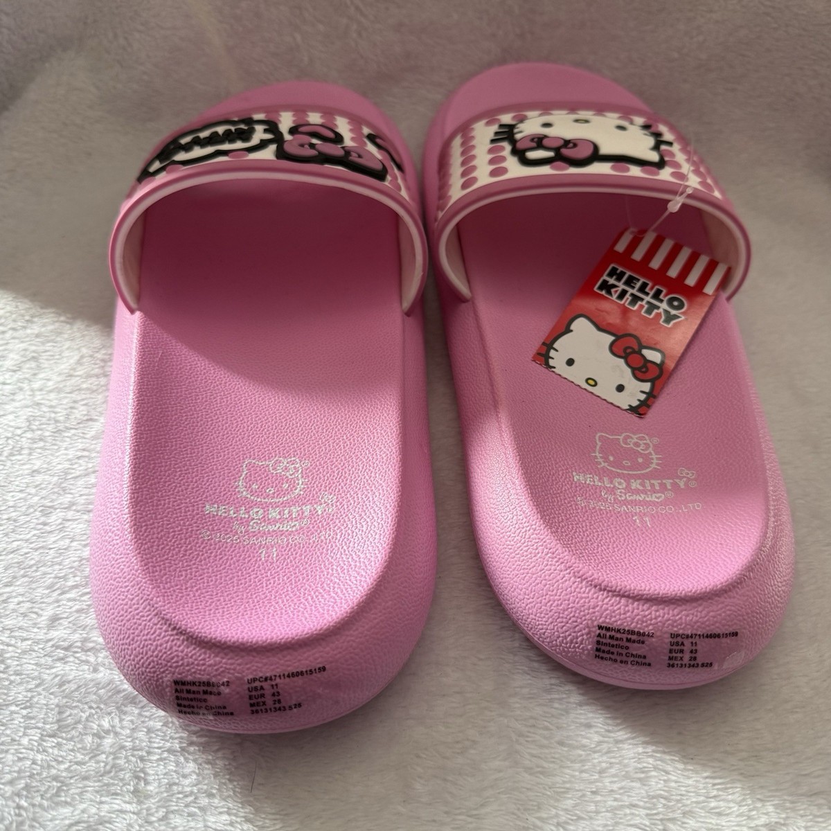 Hello Kitty Pink Slide Sandals Women's Size 11 Slip On New | eBay