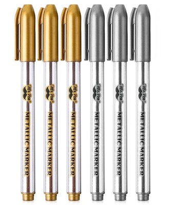 Mr. Pen- Metallic Paint Markers, 6 Pack, Silver 6 and Gold 