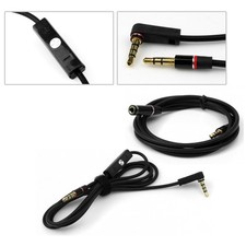 4FT 3.5MM AUX EXTENSION STEREO CABLE W/MIC VOLUME BLACK MOTO X LG NEXUS 4 DROID