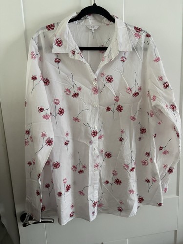 Cotton Traders White Floral Shirt / Blouse Size 22 - Ladies - Imagen 5 de 8