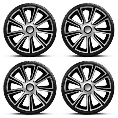 Radkappen 15 Zoll Schwarz Silber Radzierblenden Veron Carbon passend für Toyota Corolla