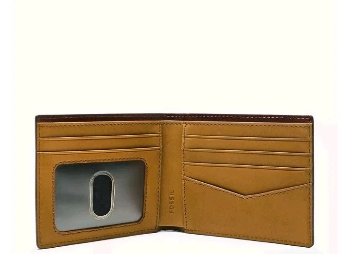 Cartera plegable de cuero sintético borgoña Fossil para hombre - Todas Foto 2 de 4