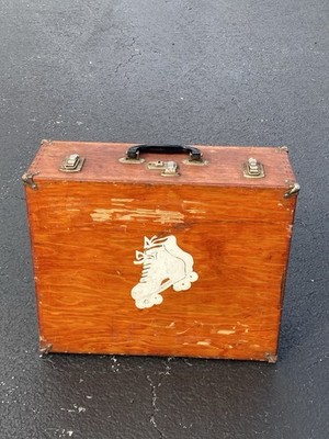 Antique Roller Skate Carry Case Belmar NJ Wooden Mid Century Box Handmade