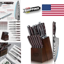 Professional Kitchen Knife Set 16 Pcs High Carbon Steel with Sharpener